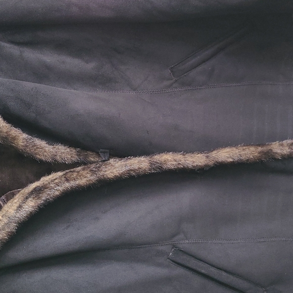 NWT Jones New York Black Chocolate 🍫 Shearling Suede Coat Jacket Size Large - Picture 4 of 8